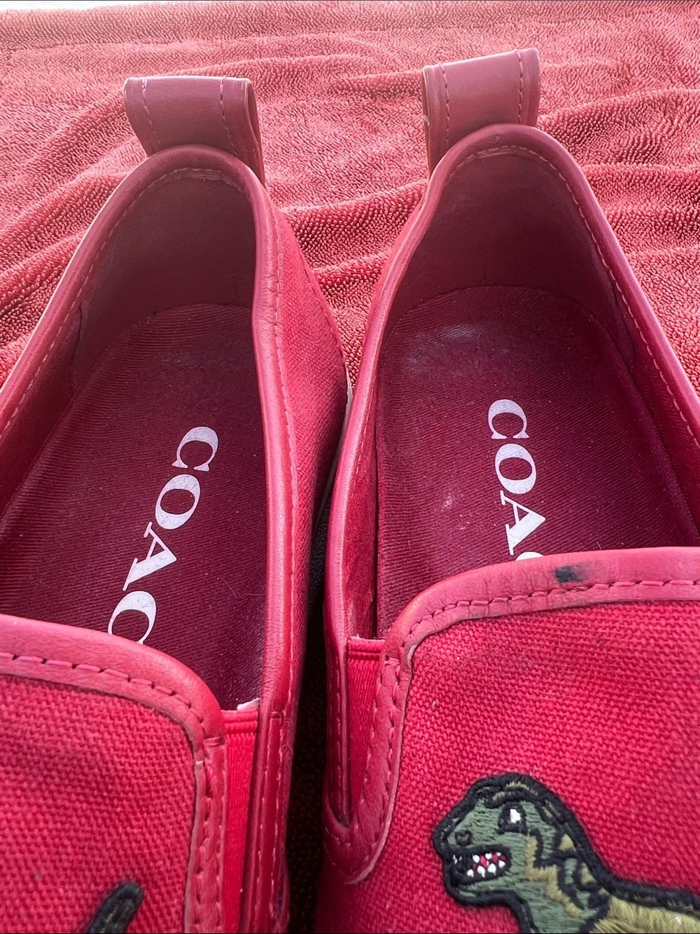 Coach Rexy Limited Edition Red Canvas Slip On Shoes Size 8.5 Men’s
